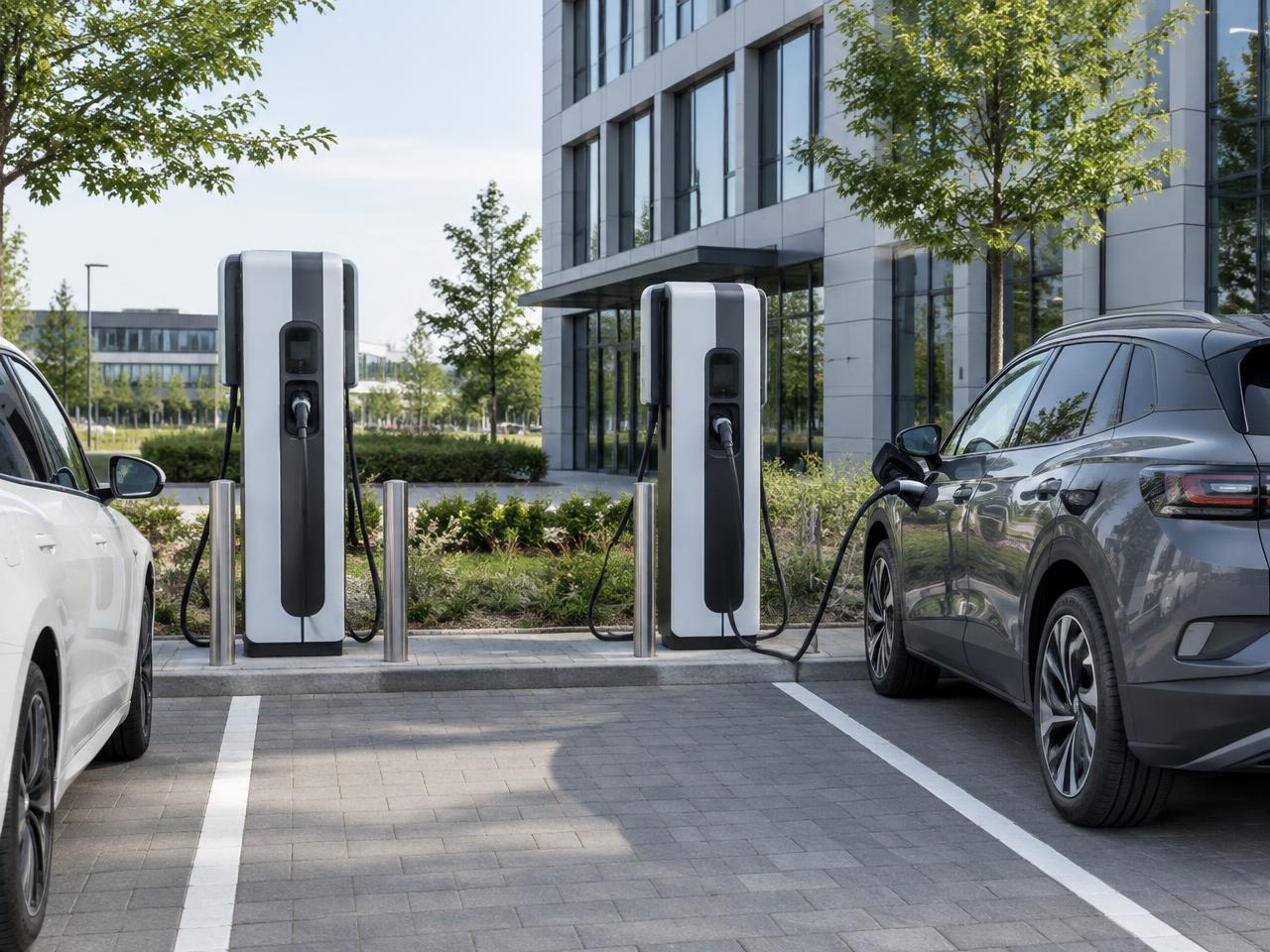 Elektroautos laden an gewerblichen Ladestationen