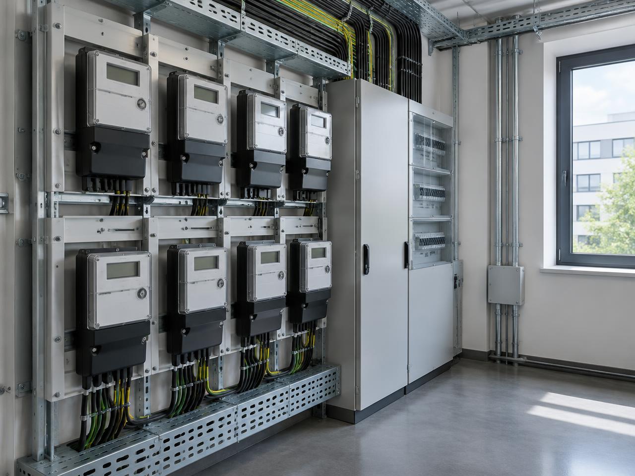 Stromzähler und Energieinfrastruktur in einem Gewerbebetrieb